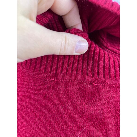 Ann Taylor Women's Medium 100% Cashmere Roll Turtleneck Long Sleeve Sweater Red - Picture 9 of 11
